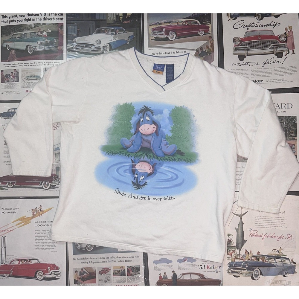 Vintage Disney Eeyore Sweatshirt Women's 3XL Blue Crewneck Winnie the Pooh